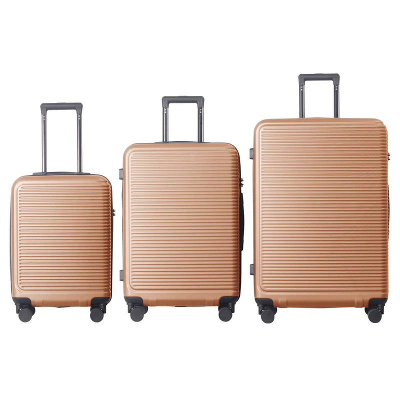 Gecheer ABS Hardshell Luggage Set 3 - Piece Spinner Suitcases with TSA Lock – 20 Inch, 24 Inch, 28 Inch Lightweight Durable Travel Suitcase Set in Brown