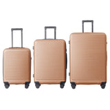 Gecheer ABS Hardshell Luggage Set 3-Piece Spinner Suitcases with TSA Lock – 20 Inch, 24 Inch, 28 Inch Lightweight Durable Travel Suitcase Set in Brown