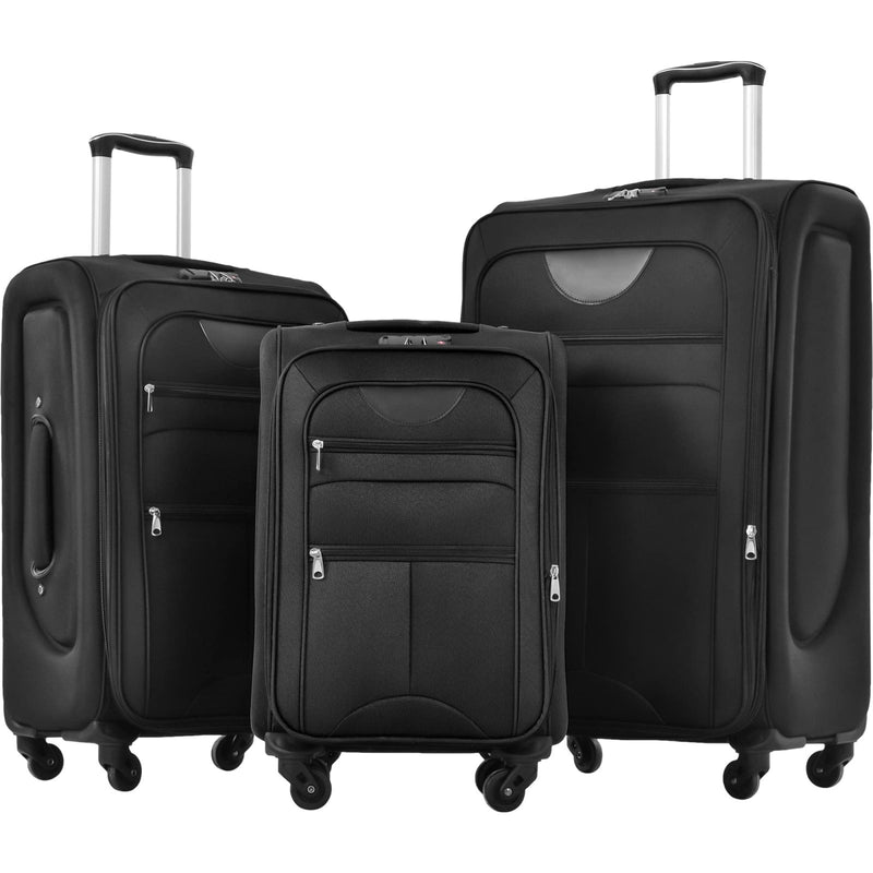 Gecheer Softside Expandable 3 - Piece Luggage Set – 22”, 26”, 30” Lightweight Spinner Suitcases with TSA Lock, 360° Wheels, and External Zippered Pockets YHSZJ - PP283608AAB