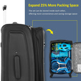 Gecheer Softside Expandable 3 - Piece Luggage Set – 22”, 26”, 30” Lightweight Spinner Suitcases with TSA Lock, 360° Wheels, and External Zippered Pockets YHSZJ - PP283608AAB
