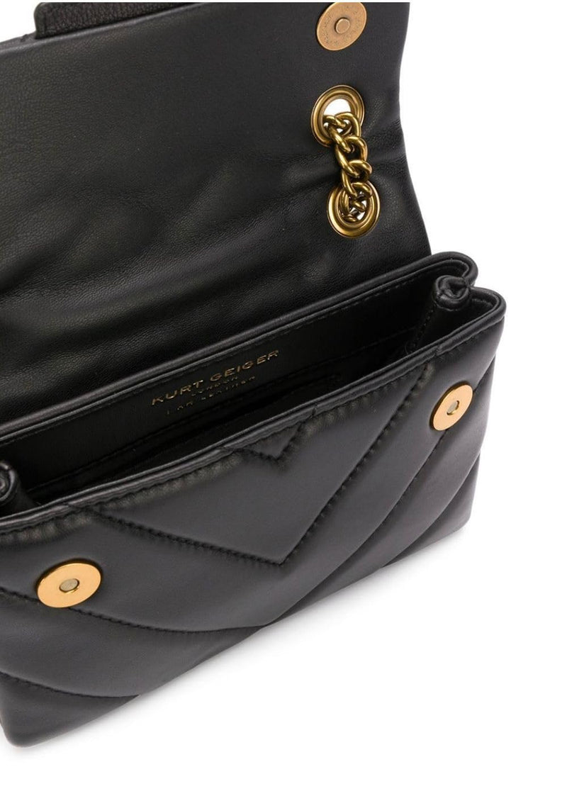 Geiger Women’s Mini Kensington Union Jack Quilted Leather Crossbody, Black