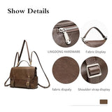 GELANNI Women Vintage Leather Convertible Satchel Backpack Purse Shoulder Handbag