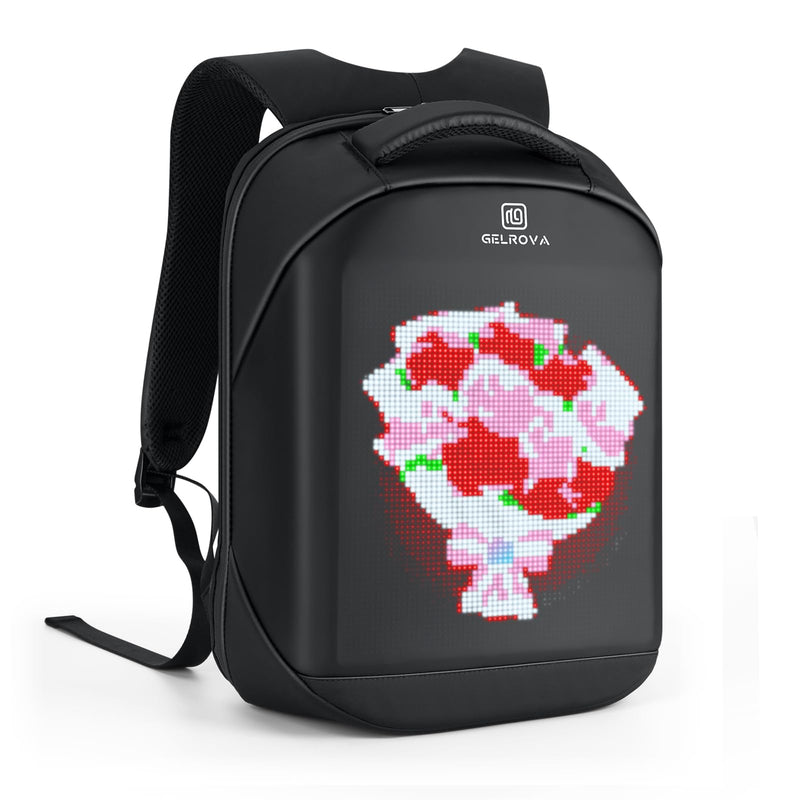 Gelrova LED Backpack with App Control Screen, [Battery not included] 17 Inch Bookbag DIY Pixel Animation Programming Laptop Backpack, Unique Gift for Men or Women