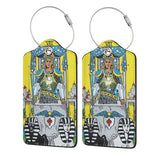 Generic 2 Pack Luggage Tags PU Leather Tag Tarot Cards The Chariot Travel ID Labels for Baggage Suitcase Backpack Bag, Black