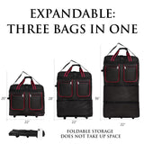 Generic (Pack of 2) 36"" Duffle Bag Expandable Rolling Lightweight Wheeled Spinner Suitcase Luggage for Travel and Storage, Black with Red Trim, Wheelbag36