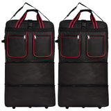 Generic (Pack of 2) 36"" Duffle Bag Expandable Rolling Lightweight Wheeled Spinner Suitcase Luggage for Travel and Storage, Black with Red Trim, Wheelbag36