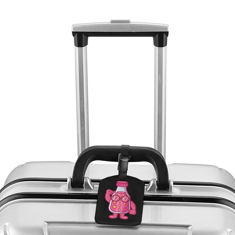 Genius Bottled Juice Luggage Tags for Suitcases PU Leahter Luggage Tag with Privacy Cover ID Tags Men Women Cute Travel Bag Luggage Accessories