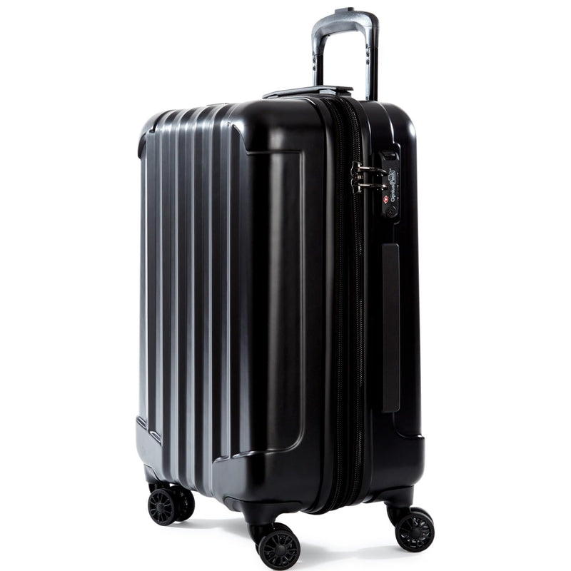 Genius Pack Expandable Hardside Carry On Luggage 22x14x9 Airline Approved Rolling Suitcase with Double Spinner Wheels, Ultra Light 21 - Inch (Jet Black)