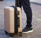 Genius Pack Expandable Hardside Carry On Luggage 22x14x9 Airline Approved Rolling Suitcase with Double Spinner Wheels, Ultra Light 21 - Inch (Natural Beige)