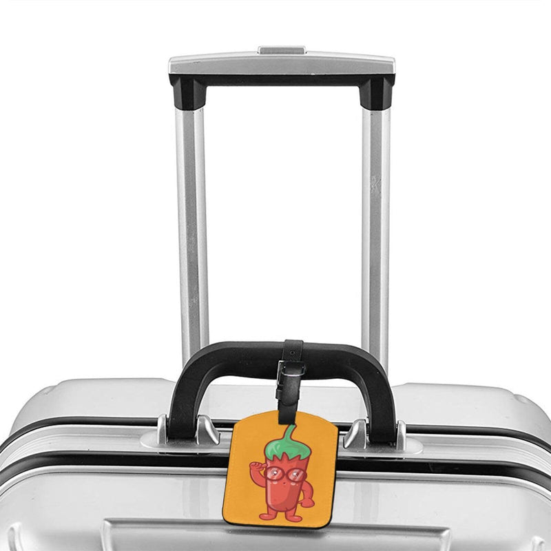 Genius Pepper Man Luggage Tags for Suitcases PU Leahter Luggage Tag with Privacy Cover ID Tags Men Women Cute Travel Bag Luggage Accessories