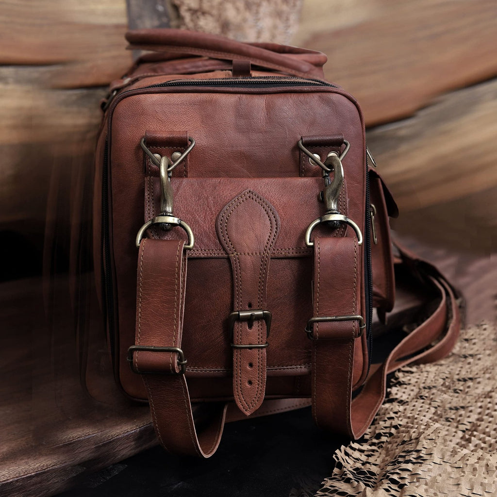Genuine Leather Duffle Bag 24 Inch Handmade Vintage Travel Case Luggage Bags for Men, Overnight Carry On Duffel Bag Medium Weekender Gym Bag for Men and Women