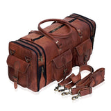 Genuine Leather Duffle Bag 24 Inch Handmade Vintage Travel Case Luggage Bags for Men, Overnight Carry On Duffel Bag Medium Weekender Gym Bag for Men and Women