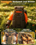 Getell 80cc Gas Backpack Leaf Blower, 900CFM 206MPH 2 - Stroke Engine, Heavy - Duty Leaf & Snow Blower for Lawn, Garden & Commercial Use (Orange)