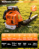 Getell 80cc Gas Backpack Leaf Blower, 900CFM 206MPH 2 - Stroke Engine, Heavy - Duty Leaf & Snow Blower for Lawn, Garden & Commercial Use (Orange)
