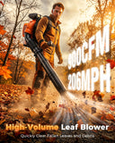 Getell 80cc Gas Backpack Leaf Blower, 900CFM 206MPH 2 - Stroke Engine, Heavy - Duty Leaf & Snow Blower for Lawn, Garden & Commercial Use (Orange)