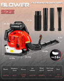 Getell Professional Gas Powered Backpack Leaf Blower – 2 - Stroke High - Performance 63CC/665 CFM Blower System with Comfort Design for Complete Property Maintenance (GB657 PRO)