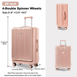 Gets Carry on Luggage Airline Approved,20 Inch Abs+Pc Hardshell Spinner Luggage With Cup Phone Holder and USB Charger,Front Pocket Durable Suitcase for Women Men - Pink