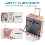 Gets Carry on Luggage Airline Approved,20 Inch Abs+Pc Hardshell Spinner Luggage With Cup Phone Holder and USB Charger,Front Pocket Durable Suitcase for Women Men - Pink