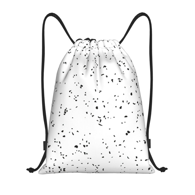 Ghjkfbf Black White Speck Print Drawstring Bags, Backpack Bag For Shopping, Sport, Yoga, Travel,Gym, Swimming, Beach