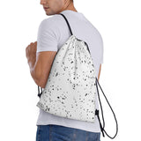 Ghjkfbf Black White Speck Print Drawstring Bags, Backpack Bag For Shopping, Sport, Yoga, Travel,Gym, Swimming, Beach