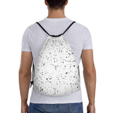 Ghjkfbf Black White Speck Print Drawstring Bags, Backpack Bag For Shopping, Sport, Yoga, Travel,Gym, Swimming, Beach