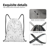 Ghjkfbf Black White Speck Print Drawstring Bags, Backpack Bag For Shopping, Sport, Yoga, Travel,Gym, Swimming, Beach