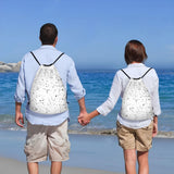 Ghjkfbf Black White Speck Print Drawstring Bags, Backpack Bag For Shopping, Sport, Yoga, Travel,Gym, Swimming, Beach