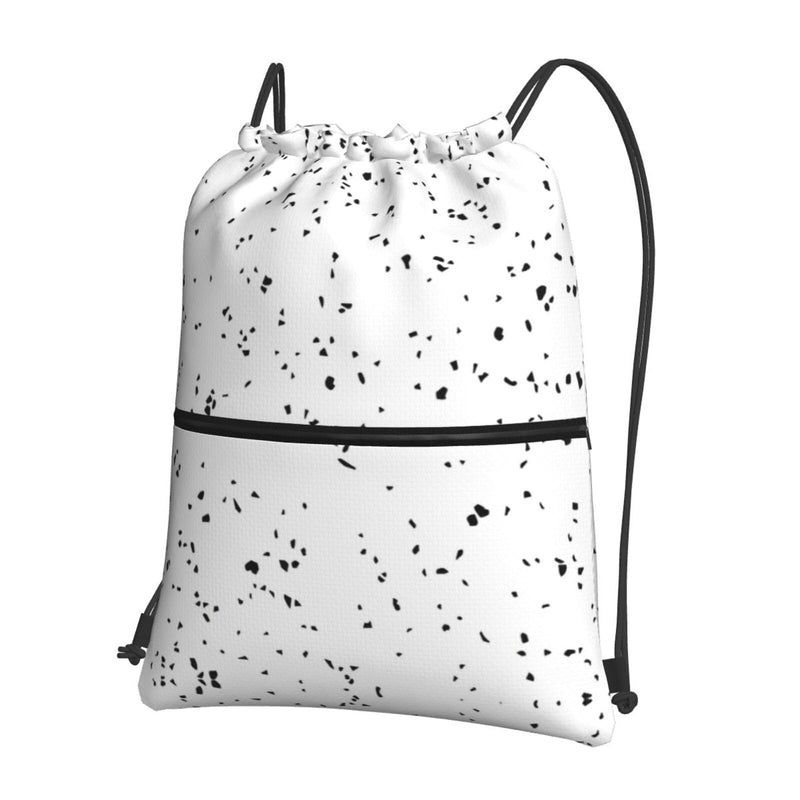 Ghjkfbf Black White Speck Print Drawstring Gym Bag, Backpack Swimming Bag With Outside Zipper, Sports Yoga Beach Football