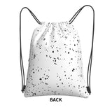 Ghjkfbf Black White Speck Print Drawstring Gym Bag, Backpack Swimming Bag With Outside Zipper, Sports Yoga Beach Football