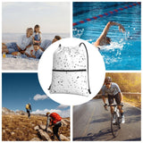 Ghjkfbf Black White Speck Print Drawstring Gym Bag, Backpack Swimming Bag With Outside Zipper, Sports Yoga Beach Football