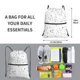 Ghjkfbf Black White Speck Print Drawstring Gym Bag, Backpack Swimming Bag With Outside Zipper, Sports Yoga Beach Football