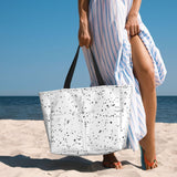 Ghjkfbf Black White Speck Print Large Capacity Beach Travel Bag For Family, Beach Tote Bag For Women With Zipper Pockets