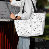 Ghjkfbf Black White Speck Print Large Capacity Beach Travel Bag For Family, Beach Tote Bag For Women With Zipper Pockets