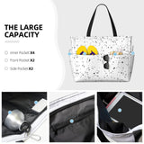 Ghjkfbf Black White Speck Print Large Capacity Beach Travel Bag For Family, Beach Tote Bag For Women With Zipper Pockets