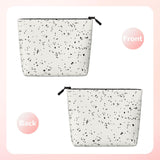 Ghjkfbf Black White Speck Print Single Layer Fake Hemp Makeup Bag Zipper Toiletry Bag Zipper Accessories