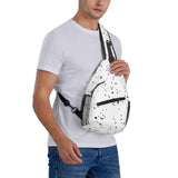 Ghjkfbf Black White Speck Print Sling Bag Crossbody Backpack For Women Men Hiking Travel Over The Shoulder Multipurpose Bag