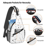 Ghjkfbf Black White Speck Print Sling Bag Crossbody Backpack For Women Men Hiking Travel Over The Shoulder Multipurpose Bag