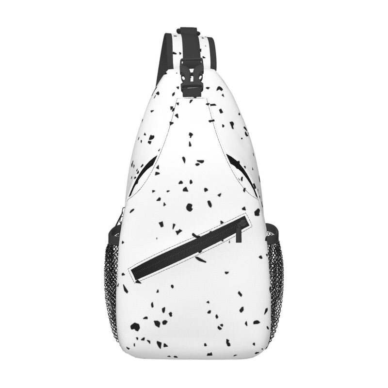Ghjkfbf Black White Speck Print Sling Bag Crossbody Backpack For Women Men Hiking Travel Over The Shoulder Multipurpose Bag
