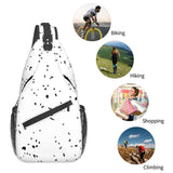 Ghjkfbf Black White Speck Print Sling Bag Crossbody Backpack For Women Men Hiking Travel Over The Shoulder Multipurpose Bag