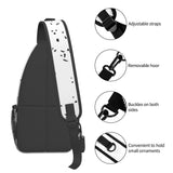 Ghjkfbf Black White Speck Print Sling Bag Crossbody Backpack For Women Men Hiking Travel Over The Shoulder Multipurpose Bag