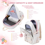 Girls Backpack,15.6 Inch Laptop School Bag Large Primary Elementary Middle College Bookbags Kids Backpacks for Teens Girls Women Students Anti Theft Travel Daypack (Off white)