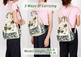 Girl's Convertible Sling Bag, Hand Craft Artisan Purse, Beautiful Canvas Premium Casual Day Mini Backpack for Women (Green Marsh)