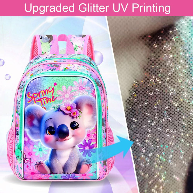 Girls Toddler Koala Backpack, Water Resistant Kindergarten Bookbag, 13" Preschool Backpacks for Toddler - Koala Pink