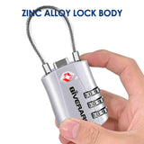 GIVERARE 2 Pack TSA Approved Luggage Locks, Combination Travel Cable Lock, Re - settable 3 - Digit Padlocks with Alloy Body, Keyless TSA Padlock for Gym Locker, Golf Bag Case - Silver