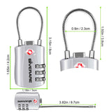 GIVERARE 2 Pack TSA Approved Luggage Locks, Combination Travel Cable Lock, Re - settable 3 - Digit Padlocks with Alloy Body, Keyless TSA Padlock for Gym Locker, Golf Bag Case - Silver