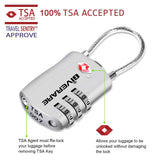 GIVERARE 2 Pack TSA Approved Luggage Locks, Combination Travel Cable Lock, Re - settable 3 - Digit Padlocks with Alloy Body, Keyless TSA Padlock for Gym Locker, Golf Bag Case - Silver