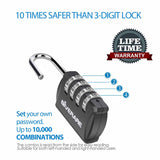 GIVERARE 4 Pack Combination Lock, 4 - Digit Padlock Keyless, Resettable Luggage Locks for Backpack, Gym & School & Employee Locker, Weatherproof Travel Lock for Fence, Backyard Gate, Hasp, Case - Black