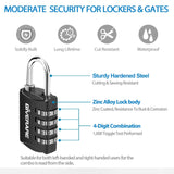 GIVERARE 4 Pack Combination Lock, 4 - Digit Padlock Keyless, Resettable Luggage Locks for Backpack, Gym & School & Employee Locker, Weatherproof Travel Lock for Fence, Backyard Gate, Hasp, Case - Black