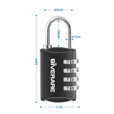 GIVERARE 4 Pack Combination Lock, 4 - Digit Padlock Keyless, Resettable Luggage Locks for Backpack, Gym & School & Employee Locker, Weatherproof Travel Lock for Fence, Backyard Gate, Hasp, Case - Black
