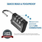 GIVERARE 8 Pack Combination Lock, 3 - Digit Padlock Keyless, Resettable Luggage Locks for Backpack, Gym & School & Employee Locker, Weatherproof Travel Lock for Fence, Backyard Gate, Hasp, Case - Black